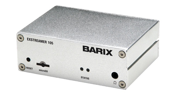 Barix Exstreamer-105:  IP-Audio Decoder with Micro SD slot.